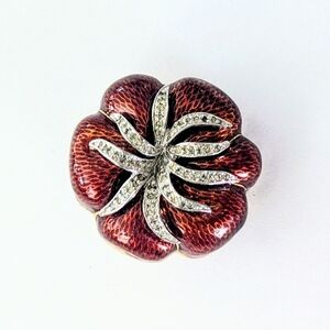 Elegant JUDITH LIEBER STRAWBERRY 18k G.P. Enamel Dbl. Strand Pearl Enhancer.